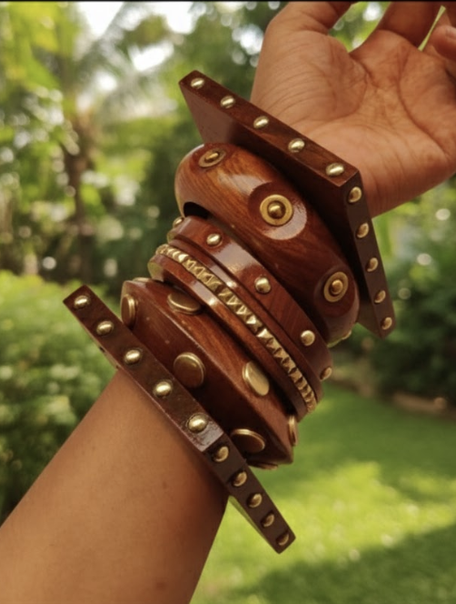Bold Boho Geo-Embellished Wooden Stack